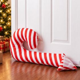 28 Inch Christmas Candy Cane Door Draft Stopper, Red & White