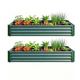 2PCS Green 6Ã—3Ã—1ft Metal Raised Rectangle Garden Planter Beds