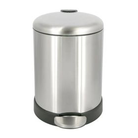 Bathroom Trash Can, 1.2 Gallon Stainless Steel Small Step Garbage Bin with Lid, Silver