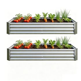 2PCS Silver 6Ã—3Ã—1ft Metal Raised Rectangle Garden Planter Beds