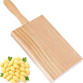 Wooden Gnocchi Board & Pasta Maker Set With Rolling Paddle - Authentic Italian Pasta Shaping Tool 8.27 X 3.34