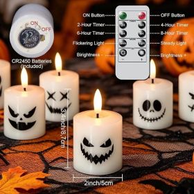 Halloween Flameless Votive Candles With Remote Control, Wax-Look LED Flickering Candles