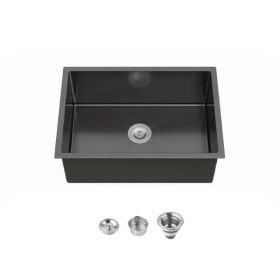 Kitchen Sink, 27â€³x19â€³ Single Bowl, Undermount Handmade Sink in Black, with US Standard Drain and Hook[Unable to ship on weekends,usps/fedex]