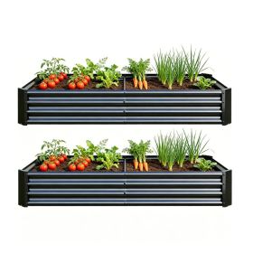 2PCS Black 6Ã—3Ã—1ft Metal Raised Rectangle Garden Planter Beds
