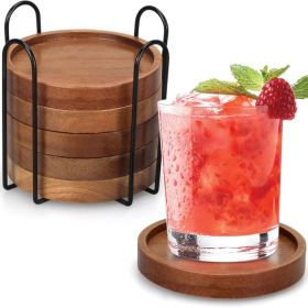 Wooden Coaster Set Of 6 Coffee Table Decor Bar Cup Drink Coasters Holder