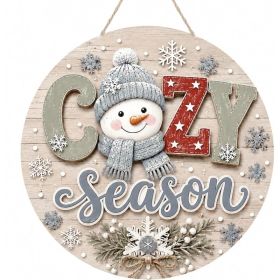 Winter Decorations, Cozy Season Door Sign For Front Door, Rustic Winter Decor, Seasonal Welcome Hanging For Home Entryway