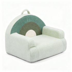 Kids Armchair Toddler Reading Sofa, Full Compression, Teddy Velvet Cute Rainbow Pattern Kids Sofa 1pcs Green