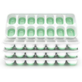 4 Pack Silicone Ice Cube Trays With Lids, Reusable Freezer Ice Molds For Easy Ice Making, Kitchen Drinks, Cocktails & Beverages