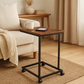 C-shaped Side Table With Casters, Ideal For Placement Beside Sofas, Beds, Or Reading Corners, In Brown  Limit Five Orders Per Address