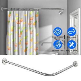Adjustable L - Shaped Curved Shower Rod, Premium Stainless Steel Rust - Resistant Shower Curtain Rod, Expandable Rod with Extra Shower Space for Batht