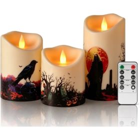 Halloween Flameless LED Candles Set Of 3 With Remote