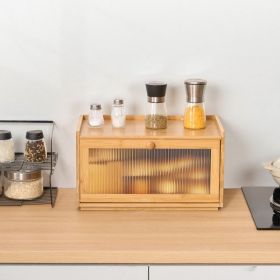 Bread Box For Kitchen Counter Large Capacity Bamboo Storage Container Natural