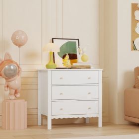 White 3 Drawer Dresser for Bedroom, Modern MDF Painted Chest of Drawers with Gold Knobs, Wooden Storage Cabinet for Kids, Nursery, Living Room or Entr