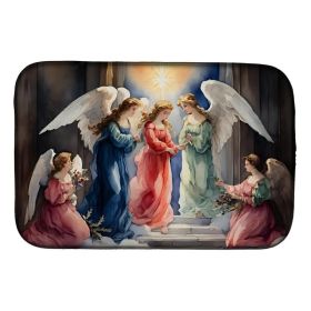 Christmas Angels Dish Drying Mat Absorbent Dish Drying Mat Pad for Kitchen Counter Dish Drainer Mat for Countertop, 14 x 21", Multicolor