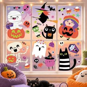 9-Sheet Halloween Window Clings For Kids, Ghost, Skeleton And Bat Stickers For Spooky Home Party Decor