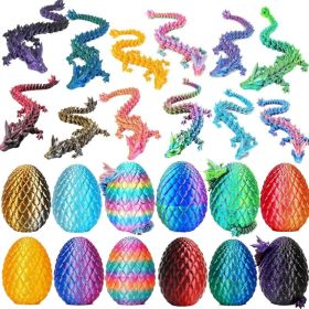 12 Pack 3D Printed Dragon Eggs With Dragon Inside Mystery Dragon Toy Set Articulated Fantasy Animal Fidget Toys For Kids And Adults