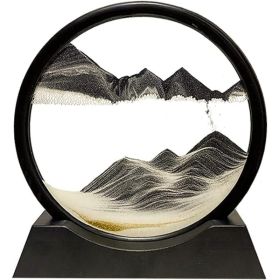7-Inch 3D Deep Sea Moving Sand Art Picture, Black Liquid Motion Sandscape Decorative Desktop Display
