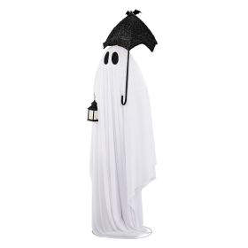 5ft Black & White Umbrella Ghost Halloween Decoration With 1 00 Warm White LED Wire Lights,30V 3.6W Adapter,Light-Up Spooky Holiday Decor