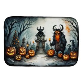 Krampus The Christmas Demon Spooky Halloween Dish Drying Mat Absorbent Dish Drying Mat Pad for Kitchen Counter Dish Drainer Mat for Countertop, 14 x 2