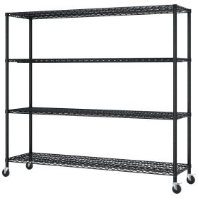 4-tier,adjustable Shelf Spacing,with Adjustable Feet And Wheels,iron Display Stand,150x60x192cm,powder-coated Black
