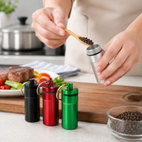SNUFF Bottle With Spoon, 4 Pack Portable Medication Spice Organizer With Spoon, Aluminum Pocket Holder Keychain For Travel, Waterproof Metal Container