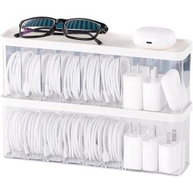 Charger Cable Cord Storage Organizer Box, Easy Cable Management Case For USB Wires, Charging Cords And Home Office Use