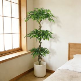 6FT Artificial Ficus Tree, Lifelike Faux Banyan Tree with Pot for Home, Office Patio Decor, 1pc/set