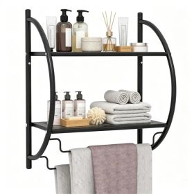 Black Rust-Proof Wall Bathroom Shelving Unit with Dual Hanging Bars, Adjustable Layout Mesh Storage Rack Easy Assembly for Shower Kitchen Organizer