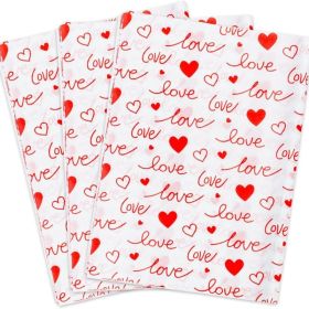 60 Sheets Red Love Tissue Paper Bulk,14 X 20White With Red Love Heart Design Tissue Paper For Gift Bags, Birthday,Valentine's,Mother's Day,Weddings