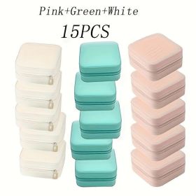 15 Piece Set High Quality Mini Portable PU Leather Travel Jewelry Box  Large Capacity For Rings, Earrings, Pendants, Watches, Necklaces, And Lipstick