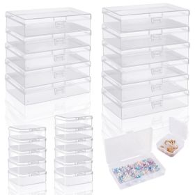 24 Pcs Mixed Sizes Clear Plastic Storage Containers, Small Rectangular Storage Organizer With Lid,Beads Storage Box For Storage Beads, Crafts, Jewelry