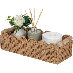 Scalloped Toilet Paper Storage Basket With Handle For Bathroom And Home Organization