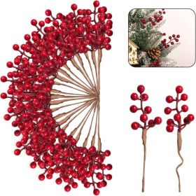 Red Berry Christmas Tree Stems 50 Units, 6.5 Inch Artificial Berry Picks For Christmas Tree, Wreaths, Garlands And Holiday Decor
