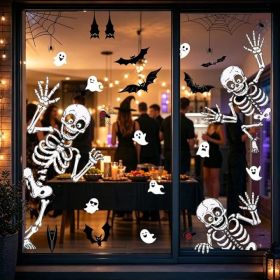 Halloween Window Clings With Skeleton And Ghost Stickers, Spooky Window Decals For Indoor Home And Party Decor