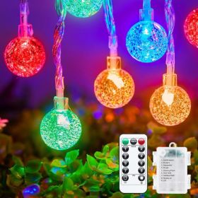 33Ft Multicolor Globe String Lights, 60 LED Battery Operated Fairy Lights With Remote