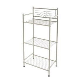 3 Shelves Tiered BathroomStorageRack in Satin Nickel