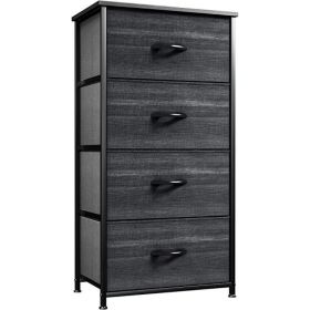4-Drawer Dresser, Organizer Unit for Adult for Bedroom, Living Room, Charcoal Black