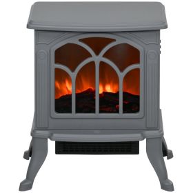 Electric Fireplace Heater, Freestanding Fireplace Stove with Realistic Logs and Flame Effect, 750W/1500W, Gray