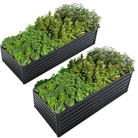 2 Pack Metal Raised Garden Bed Kit Outdoor - 8x4x2 FT Galvanized Planter Boxes Set, Rectangle Vegetable & Flower Beds for Herbs, Fruits, Planting (Bla