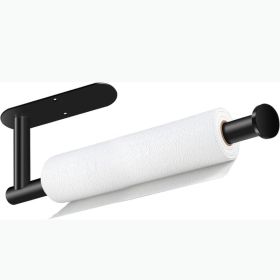Black Under-Cabinet Paper Towel Holder - Self Adhesive & Drill Mount Stainless Steel Organizer