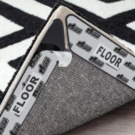 8 Pack Extra Long Black Rug Grippers For Hardwood Floors Non-Slip Carpet Holders Anti-Slip Rug Pads For Home Living Room And Bedroom