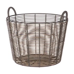 Extra Large Round Poly Rattan Decorative Storage Basket with Handles, 18.7 in x 16 in (Shipment from Walmart)