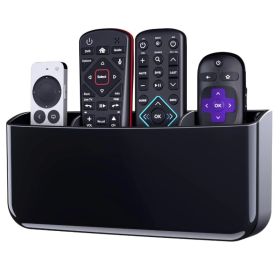 XL Black Remote Holder, Wall Mount Organizer With Removable Adhesive Strips For TV, AC And Device Remotes