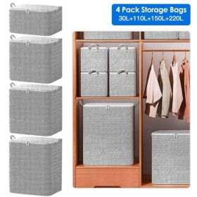 Clothes Storage Organizer Bags, Non-Woven Fabric Closet Storage Containers with Carrying Handles, Dust-Cover Lid and Zipper, Multi-Size for Quilts, Bl