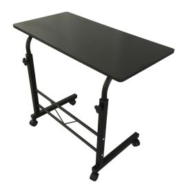 60cm Adjustable Tray Table Rolling Sofa Side Snack Table With Wheels Portable C-Shape Dinner Tray Tables Mobile Wooden Laptop Desk Beside Couch Bed