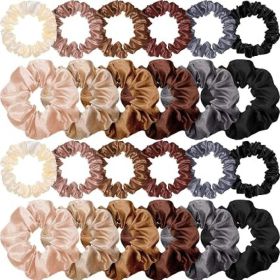 24 Pcs Silk Satin Hair Scrunchies Elastic Hair Ties In Vintage Colors