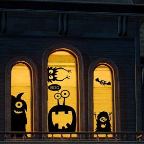 10-Piece Giant Halloween Window Clings, Cute Wiggly Monster Decal Stickers For Spooky Holiday Decorations