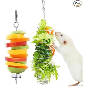 2-Piece Rat Enrichment Toys, Stainless Steel Fruit And Vegetable Holder For Small Animals