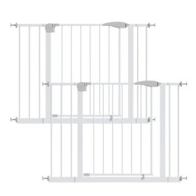 2 Pack 29.5-44.1" Wide Baby Gate for Stairs, Dog Gate Indoor for Doorways, No Drilling Pressure Mounted Pet Gates for Kids, Easy Walk Through Safety G