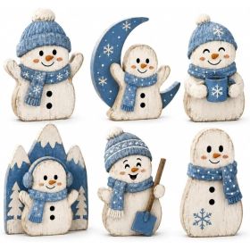 Christmas Decorations Indoor, Snowflake & Snowman Home Decor, Festive Holiday Decorations For Living Room, Bedroom, Table & Shelf